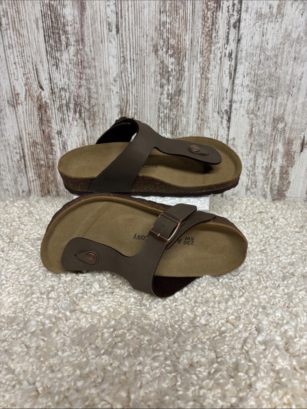 Women's Brown Comfort Toe-Post Sandals